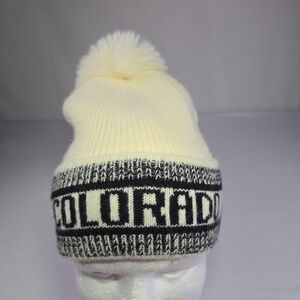 Robin Ruth Pom Pom Beanie - Colorado - Winter Knit Cap Hat - Black and Cream